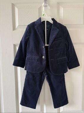 Janie and Jack Navy Velvet Blazer and Pants Set